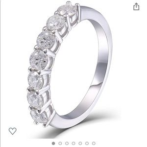 Platinum Plated 7 stone moissanite ring